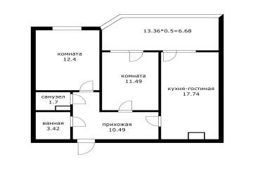 Фото №2: 2-комнатная квартира 56 м² - Краснодар, мкр. Любимово, 2