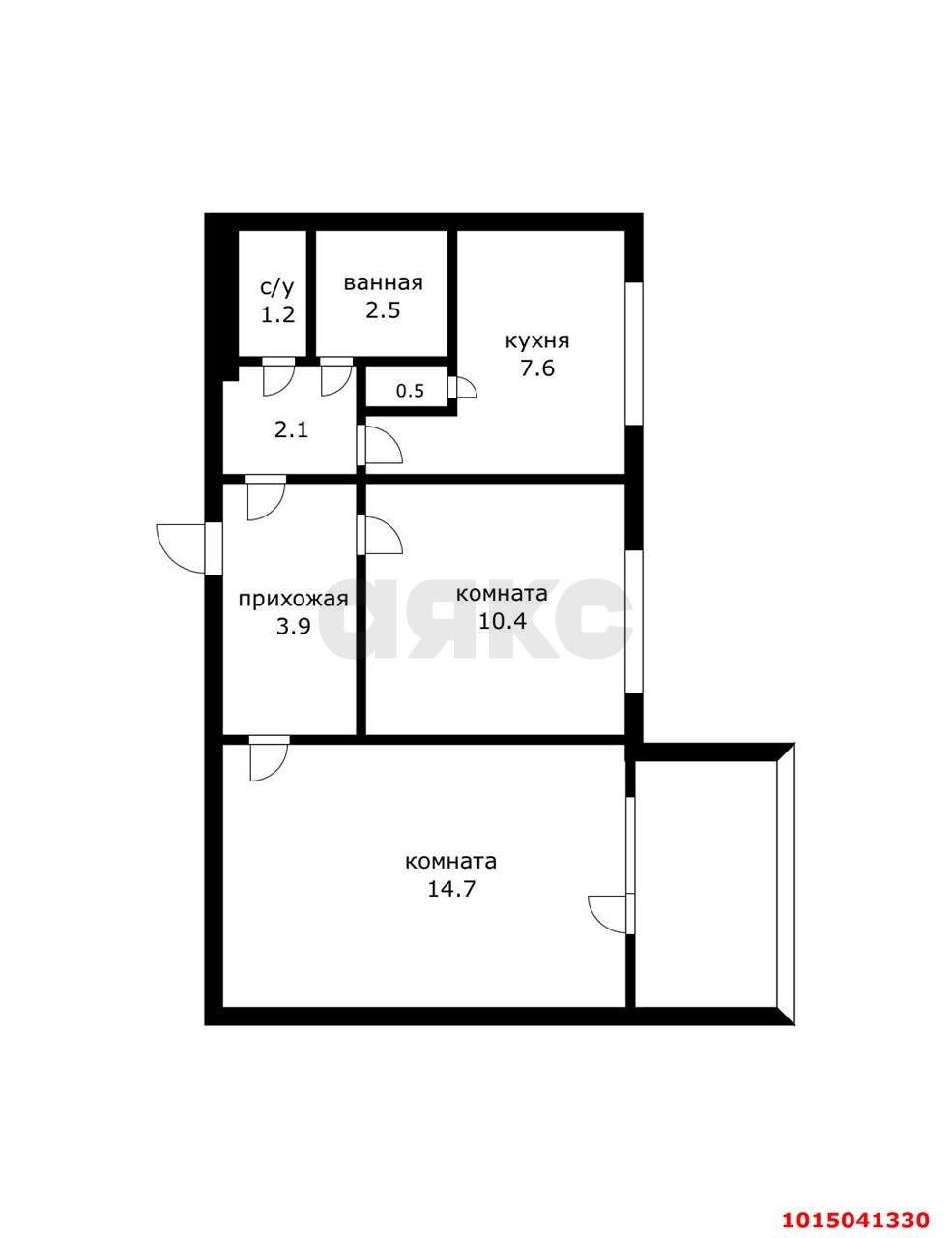 Фото №3: 2-комнатная квартира 46 м² - Краснодар, Гидростроителей, ул. Гидростроителей, 37