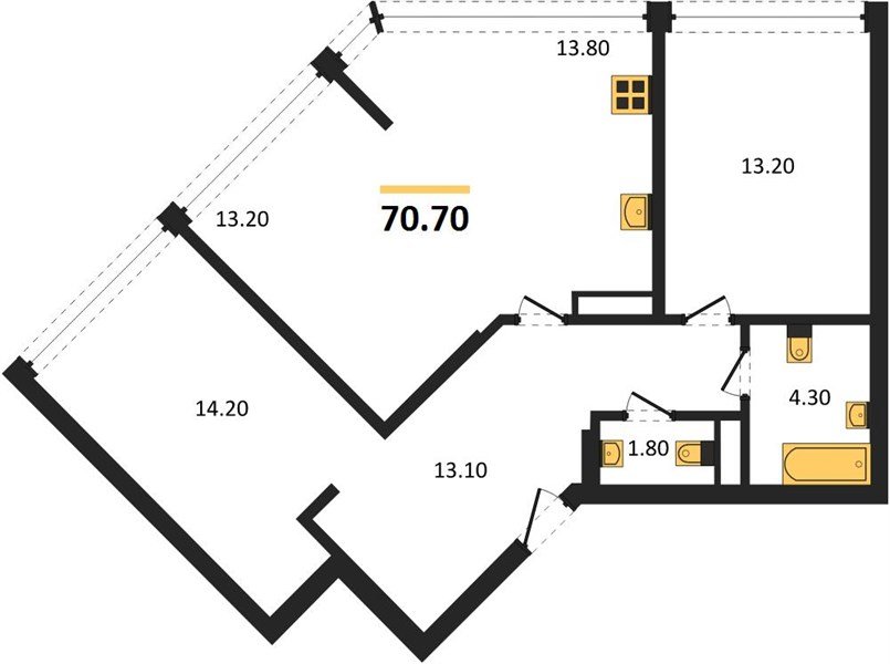 Фото №1: 2-комнатная квартира 70 м² - Краснодар, Догма Парк, мкр. Прикубанский внутригородской округ