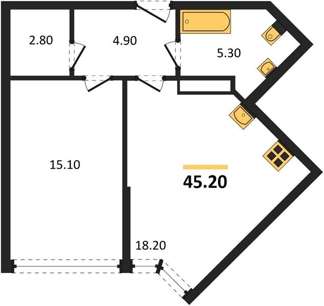 Фото №1: 1-комнатная квартира 45 м² - Краснодар, Догма Парк, мкр. Прикубанский внутригородской округ