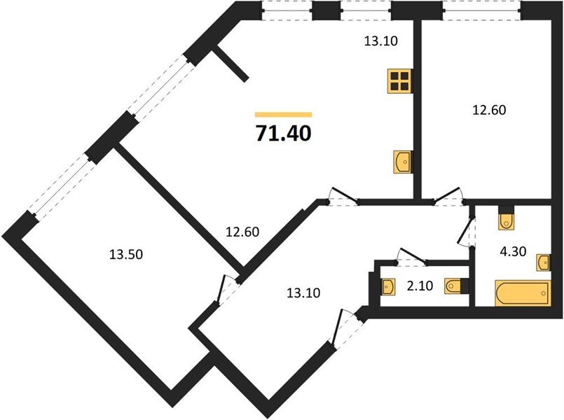 Фото №1: 2-комнатная квартира 71 м² - Краснодар, Догма Парк, мкр. Прикубанский внутригородской округ