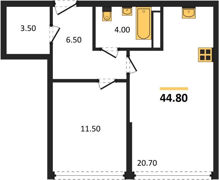 Фото №1: 1-комнатная квартира 44 м² - Краснодар, Прикубанский внутригородской округ, мкр. Догма Парк
