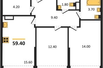 Фото №1: 2-комнатная квартира 59 м² - Краснодар, мкр. Догма Парк, 