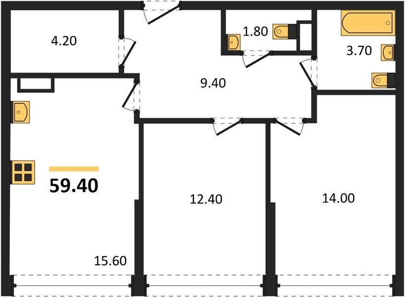Фото №1: 2-комнатная квартира 59 м² - Краснодар, Прикубанский внутригородской округ, мкр. Догма Парк
