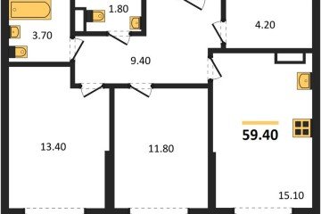 Фото №1: 2-комнатная квартира 59 м² - Краснодар, мкр. Прикубанский внутригородской округ, 