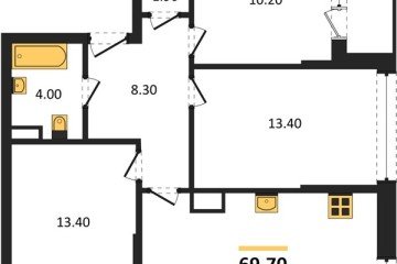 Фото №1: 3-комнатная квартира 69 м² - Краснодар, мкр. Прикубанский внутригородской округ, 