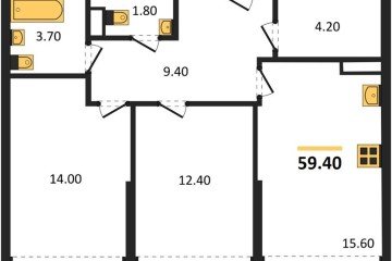 Фото №1: 2-комнатная квартира 59 м² - Краснодар, мкр. Прикубанский внутригородской округ, 
