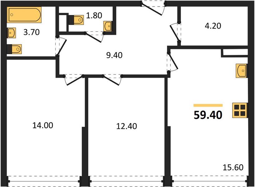 Фото №1: 2-комнатная квартира 59 м² - Краснодар, Догма Парк, мкр. Прикубанский внутригородской округ