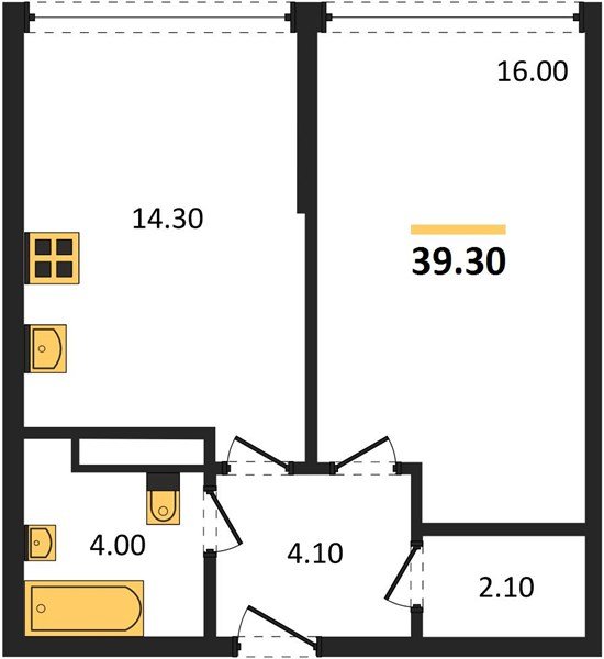 Фото №1: 1-комнатная квартира 39 м² - Краснодар, Догма Парк, мкр. Прикубанский внутригородской округ