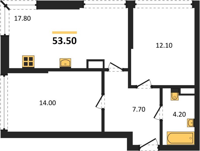 Фото №1: 2-комнатная квартира 53 м² - Краснодар, Догма Парк, мкр. Прикубанский внутригородской округ