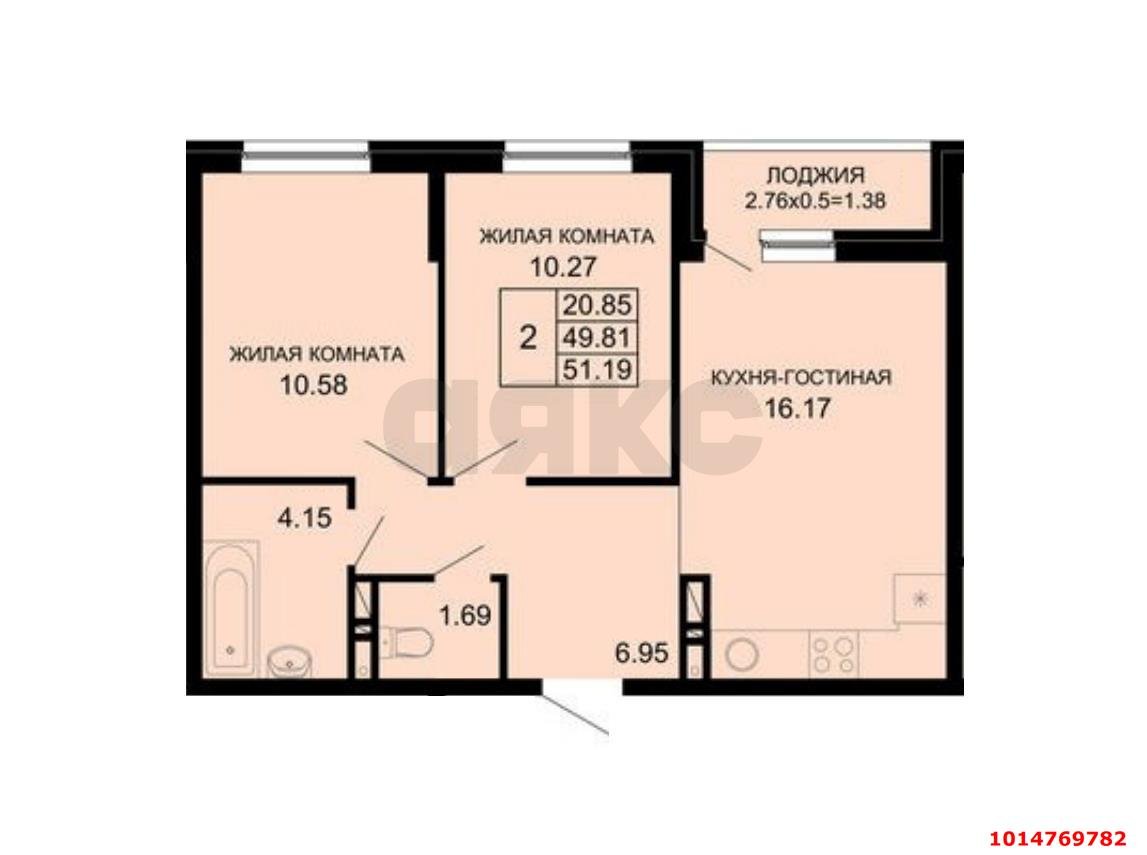 Фото №12: 2-комнатная квартира 51 м² - Краснодар, жилой комплекс Новые Сезоны, ул. Скандинавская, 1к9