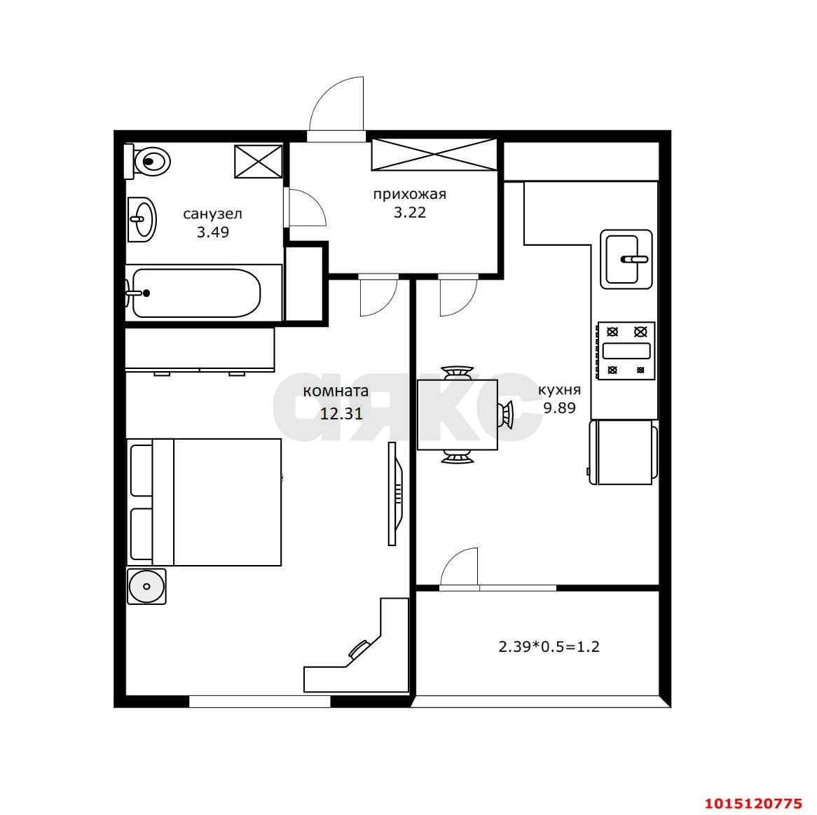 Фото №13: 1-комнатная квартира 28 м² - Краснодар, жилой комплекс Фонтаны, ул. Воронежская, 47/14