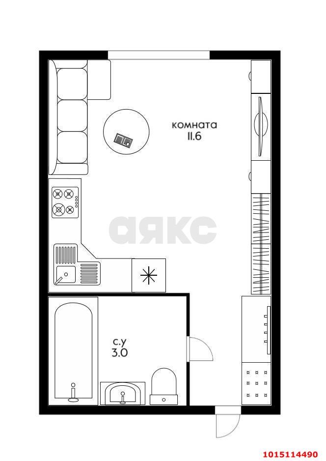 Фото №12: Студия 17 м² - Краснодар, 40 лет Победы, ул. Дербентская, 111