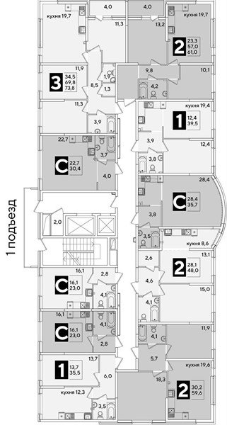 Фото №8: 2-комнатная квартира 61 м² - Краснодар, жилой комплекс Самолёт-6