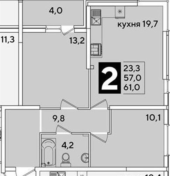 Фото №1: 2-комнатная квартира 61 м² - Краснодар, жилой комплекс Самолёт-6