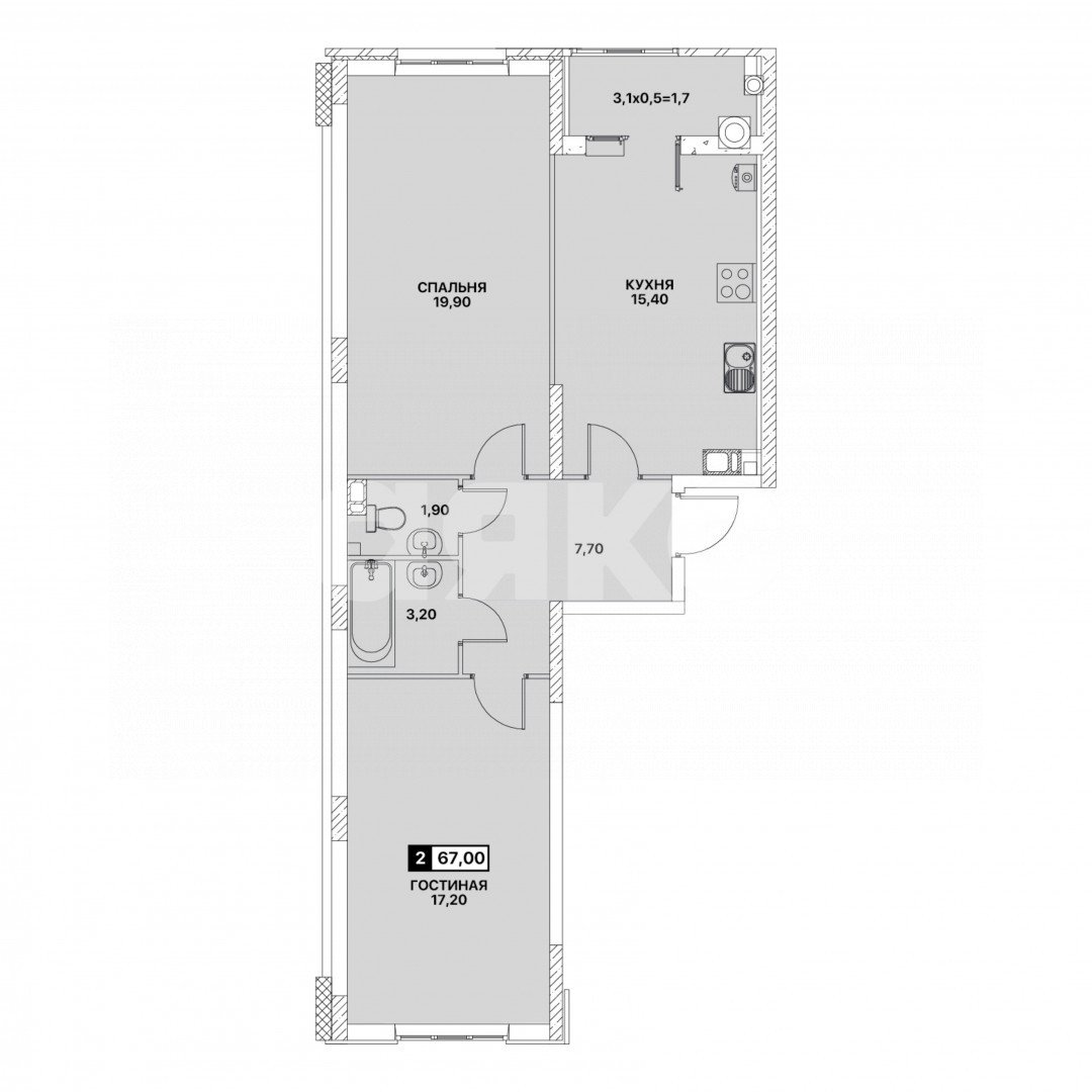 Фото №1: 2-комнатная квартира 67 м² - Мариуполь, ЖК Резиденция II, пр-кт Строителей, 70