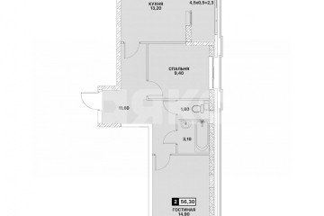 Фото №1: 2-комнатная квартира 56 м² - Мариуполь, мкр. ЖК Резиденция II, пр-кт Строителей, 70