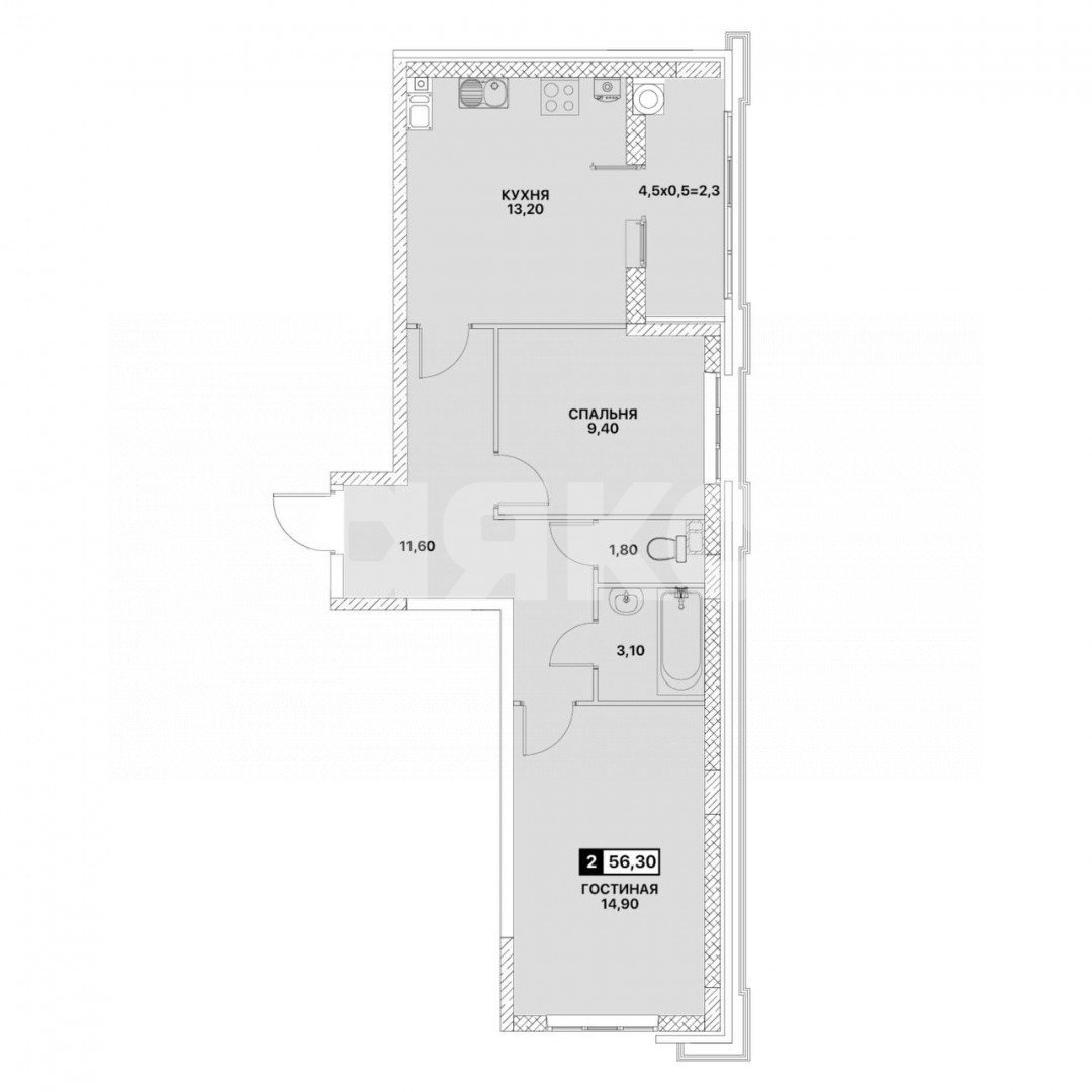 Фото №1: 2-комнатная квартира 56 м² - Мариуполь, ЖК Резиденция II, пр-кт Строителей, 70
