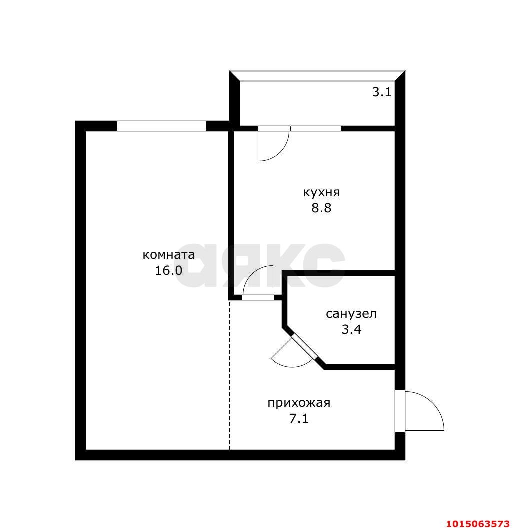 Фото №10: 1-комнатная квартира 38 м² - Краснодар, Музыкальный, пр-д Ангарский