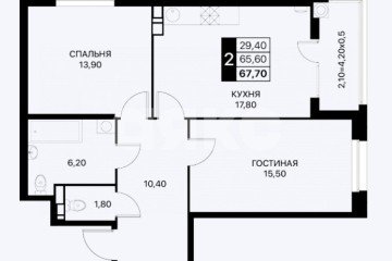 Фото №1: 2-комнатная квартира 67 м² - Ростов-на-Дону, мкр. Александровка, ул. Берберовская, 7/2