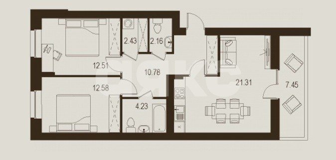 Фото №4: 2-комнатная квартира 73 м² - Луганск, Жовтневый, ул. Павла Сороки, 70А