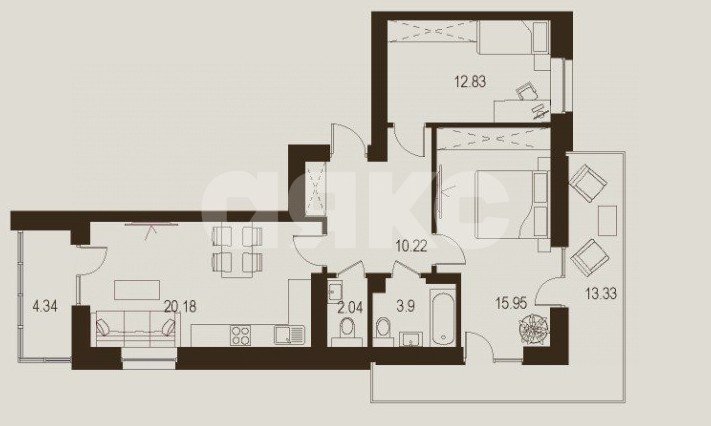 Фото №3: 2-комнатная квартира 73 м² - Луганск, Жовтневый, ул. Павла Сороки, 70А