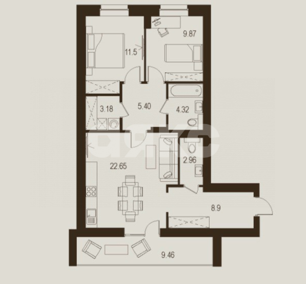 Фото №1: 2-комнатная квартира 78 м² - Луганск, Жовтневый, ул. Павла Сороки, 70А