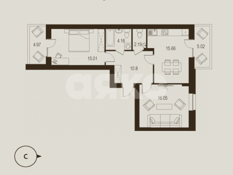 Фото №1: 2-комнатная квартира 73 м² - Луганск, Жовтневый, ул. Павла Сороки, 70А