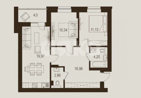 Фото №4: 2-комнатная квартира 69 м² - Луганск, Жовтневый, ул. Павла Сороки, 70А