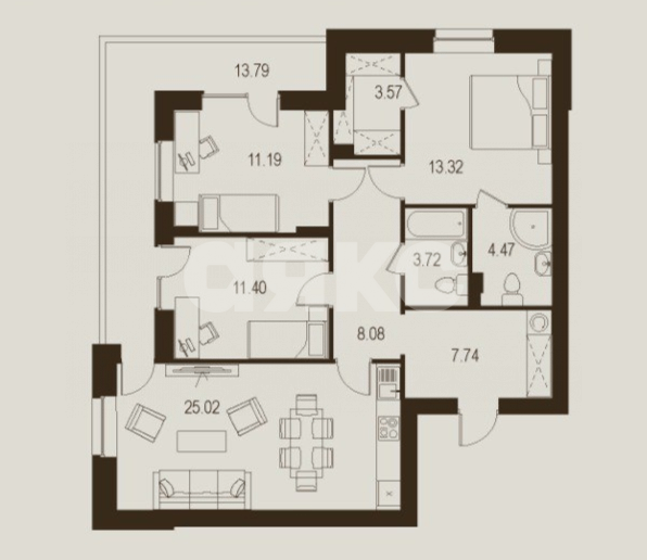 Фото №1: 3-комнатная квартира 102 м² - Луганск, Жовтневый, ул. Павла Сороки, 70А