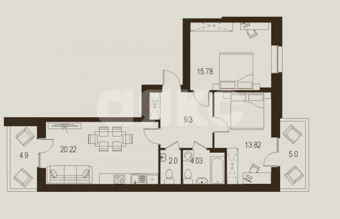 Фото №1: 2-комнатная квартира 75 м² - Луганск, Жовтневый, ул. Павла Сороки, 70А