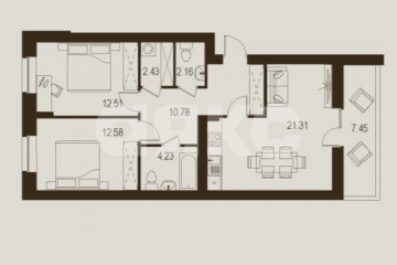 Фото №1: 2-комнатная квартира 73 м² - Луганск, р. Жовтневый, ул. Павла Сороки, 70А