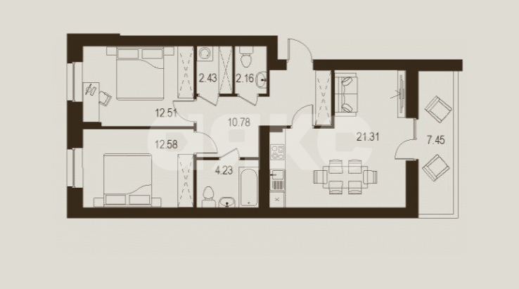Фото №1: 2-комнатная квартира 73 м² - Луганск, Жовтневый, ул. Павла Сороки, 70А