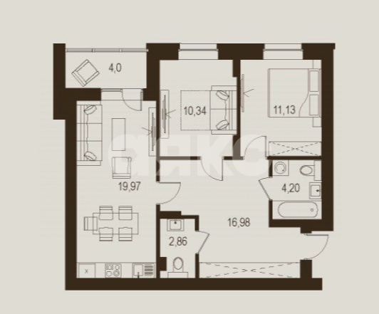 Фото №1: 2-комнатная квартира 69 м² - Луганск, Жовтневый, ул. Павла Сороки, 70А