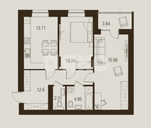Фото №1: 2-комнатная квартира 70 м² - Луганск, Жовтневый, ул. Павла Сороки, 70А
