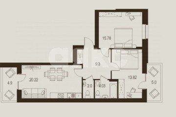 Фото №2: 2-комнатная квартира 75 м² - Луганск, р. Жовтневый, ул. Павла Сороки, 70А