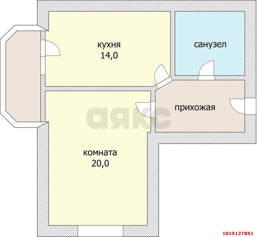Фото №8: 1-комнатная квартира 46 м² - Краснодар, Фестивальный, ул. Яна Полуяна, 51/1