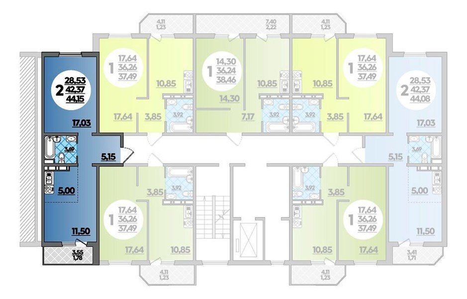 Фото №4: 1-комнатная квартира 44 м² - Берёзовый, Прикубанский внутригородской округ, мкр. жилой комплекс Молодёжный-2, ул. имени Профессора Малигонова, 42/3