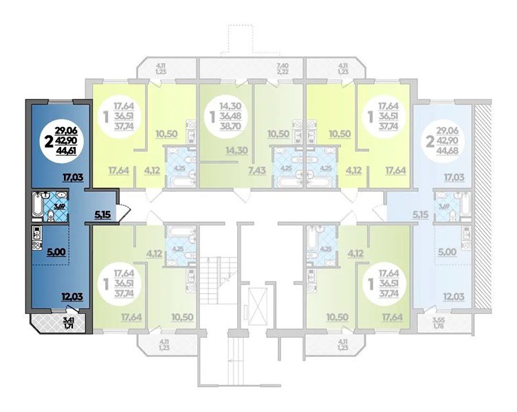 Фото №4: 1-комнатная квартира 44 м² - Берёзовый, Прикубанский внутригородской округ, мкр. жилой комплекс Молодёжный-2, ул. имени Профессора Малигонова, 42/3