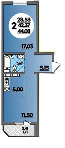 Фото №1: 1-комнатная квартира 44 м² - Берёзовый, Прикубанский внутригородской округ, мкр. жилой комплекс Молодёжный-2, ул. имени Профессора Малигонова, 42/3
