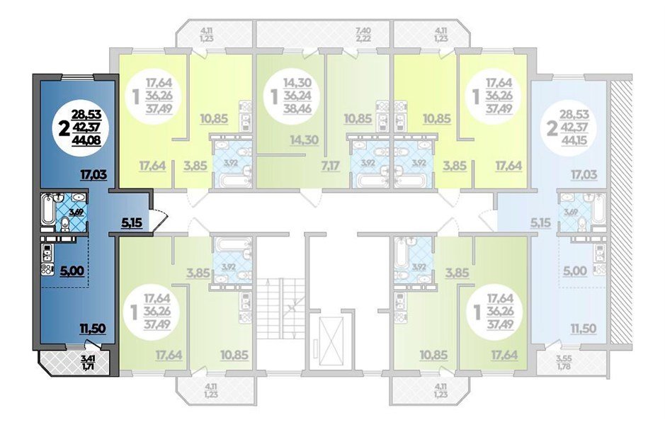 Фото №4: 1-комнатная квартира 44 м² - Берёзовый, Прикубанский внутригородской округ, мкр. жилой комплекс Молодёжный-2, ул. имени Профессора Малигонова, 42/3