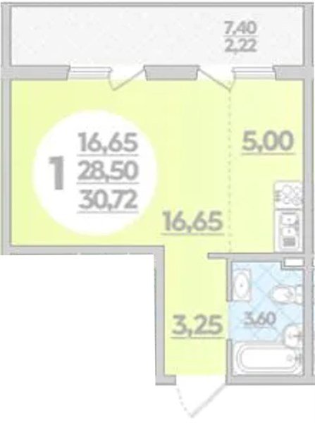 Фото №1: Студия 30 м² - Берёзовый, Прикубанский внутригородской округ, мкр. жилой комплекс Молодёжный-2, ул. имени Профессора Малигонова, 42/3