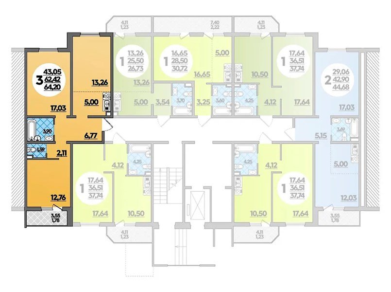 Фото №4: 2-комнатная квартира 64 м² - Берёзовый, Прикубанский внутригородской округ, мкр. жилой комплекс Молодёжный-2, ул. имени Профессора Малигонова, 42/3