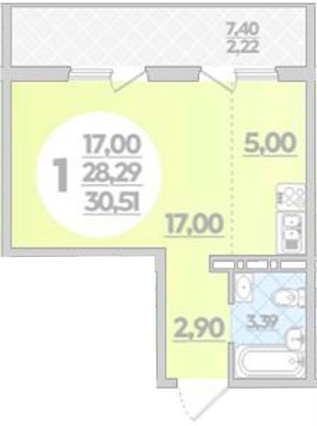 Фото №1: Студия 30 м² - Берёзовый, Прикубанский внутригородской округ, мкр. жилой комплекс Молодёжный-2, ул. имени Профессора Малигонова, 42/3