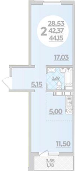 Фото №1: 1-комнатная квартира 44 м² - Берёзовый, Прикубанский внутригородской округ, мкр. жилой комплекс Молодёжный-2, ул. имени Профессора Малигонова, 42/3
