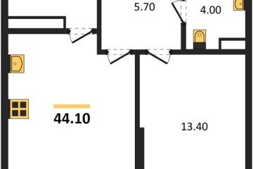 Фото №1: 1-комнатная квартира 44 м² - Краснодар, мкр. Прикубанский внутригородской округ, ул. Марины Цветаевой, 34