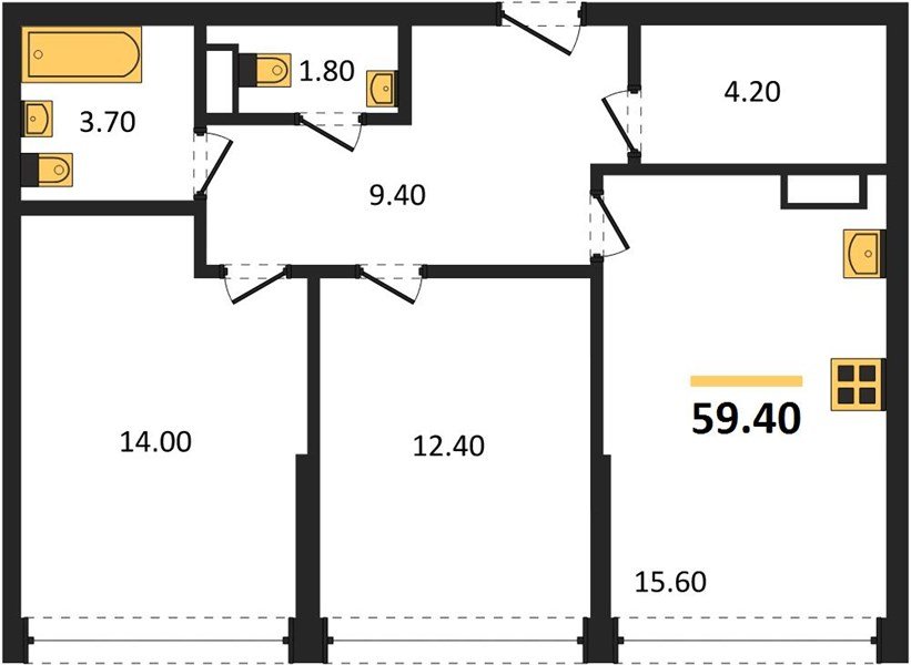 Фото №1: 2-комнатная квартира 59 м² - Краснодар, Догма Парк, мкр. Прикубанский внутригородской округ, ул. Марины Цветаевой, 34