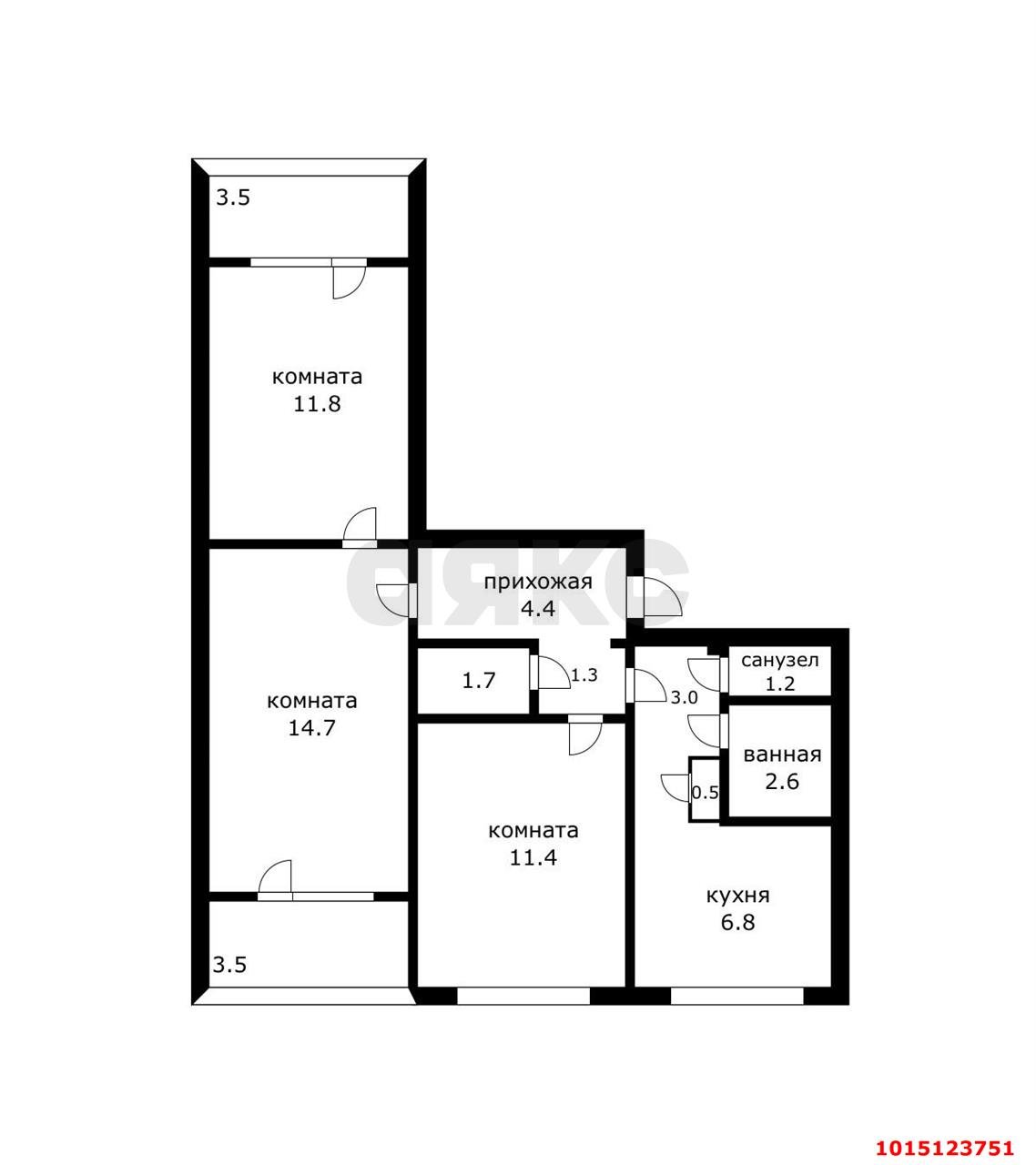 Фото №16: 3-комнатная квартира 63 м² - Краснодар, Фестивальный, ул. Ковалёва, 6