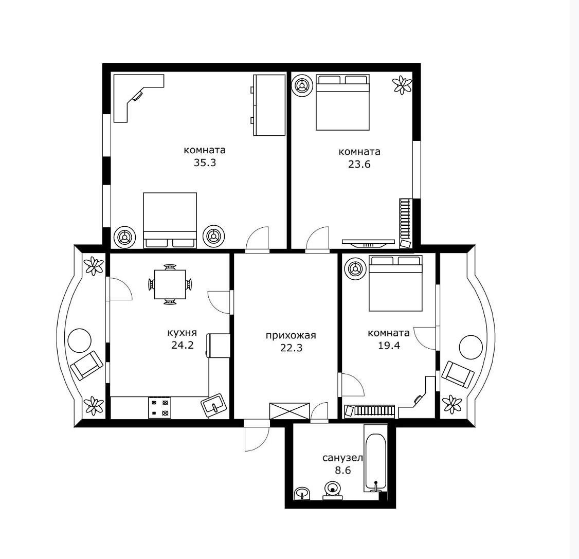 Фото №8: 3-комнатная квартира 152 м² - Краснодар, мкр. Западный внутригородской округ, ул. имени Дзержинского, 12/1