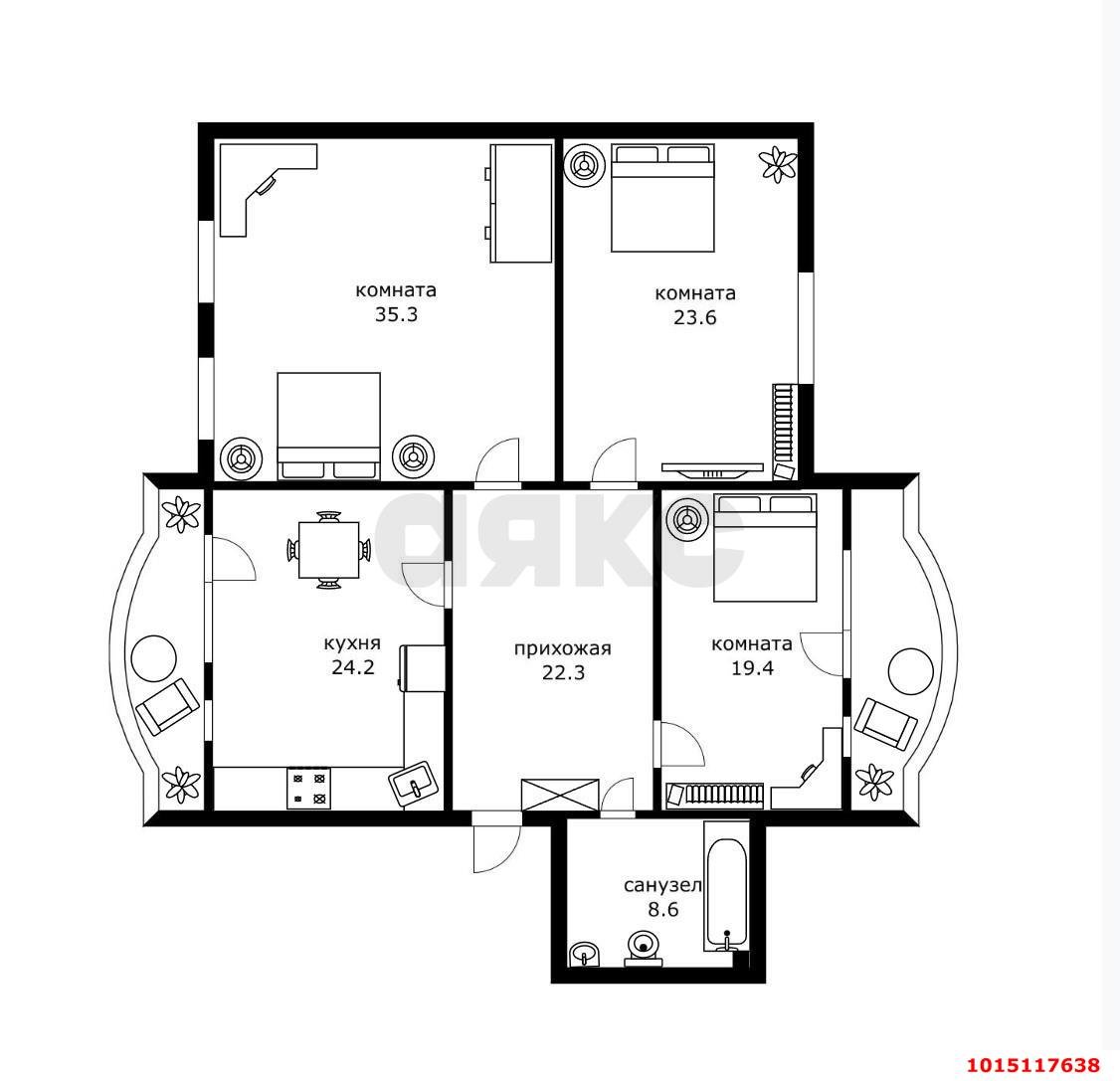 Фото №8: 3-комнатная квартира 152 м² - Краснодар, Западный внутригородской округ, ул. имени Дзержинского, 12/1